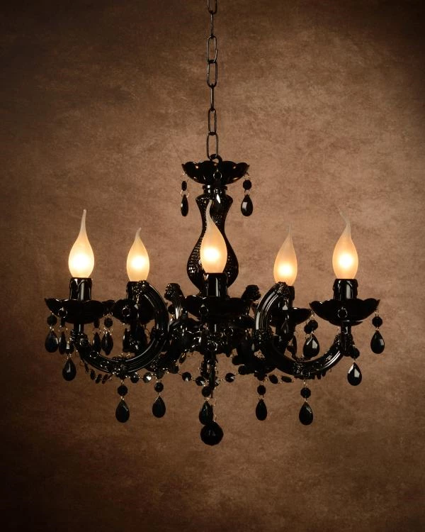 Lucide ARABESQUE - Kroonluchter - Ø 45 cm - 5xE14 - Zwart - sfeer 2